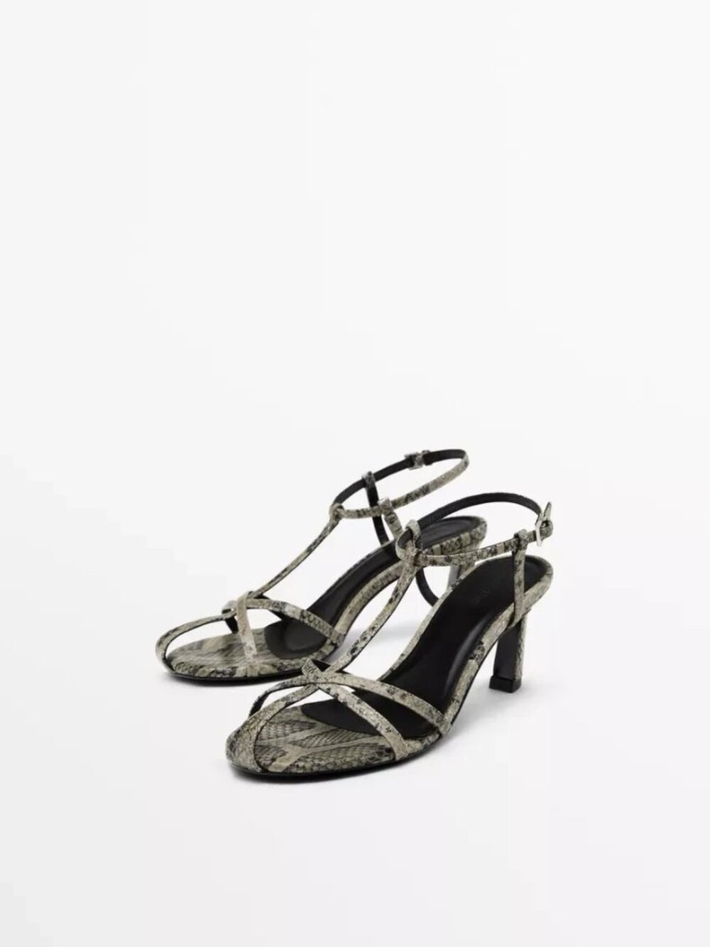 Massimo Dutti Womens Heels Sandals EU 40 US 9 Animal Print Leather Strappy NWOB